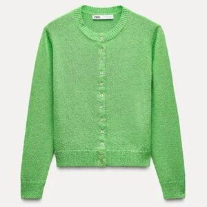 ZARA soft knit green cardigan